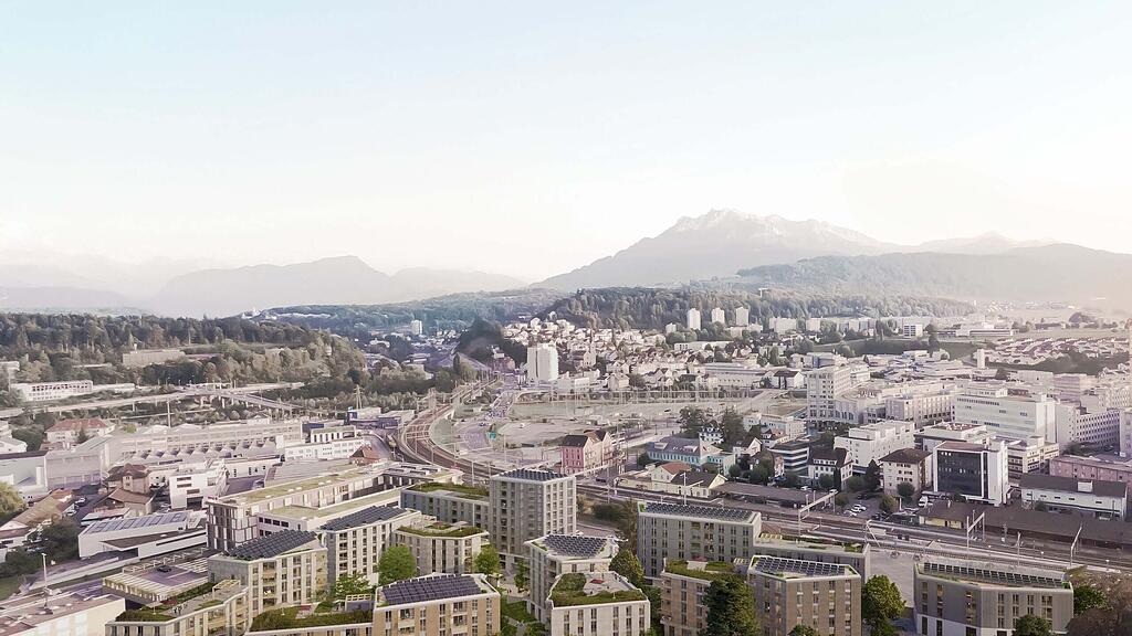 Blick auf das Schützenmatt-Quartier, wie es sich künftig präsentieren ...