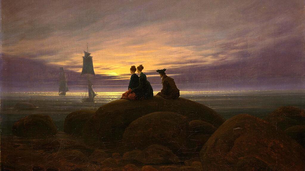 1art1 Caspar David Friedrich Poster – Mondaufgang Am Meer Leinwandbild 80x60 Cm